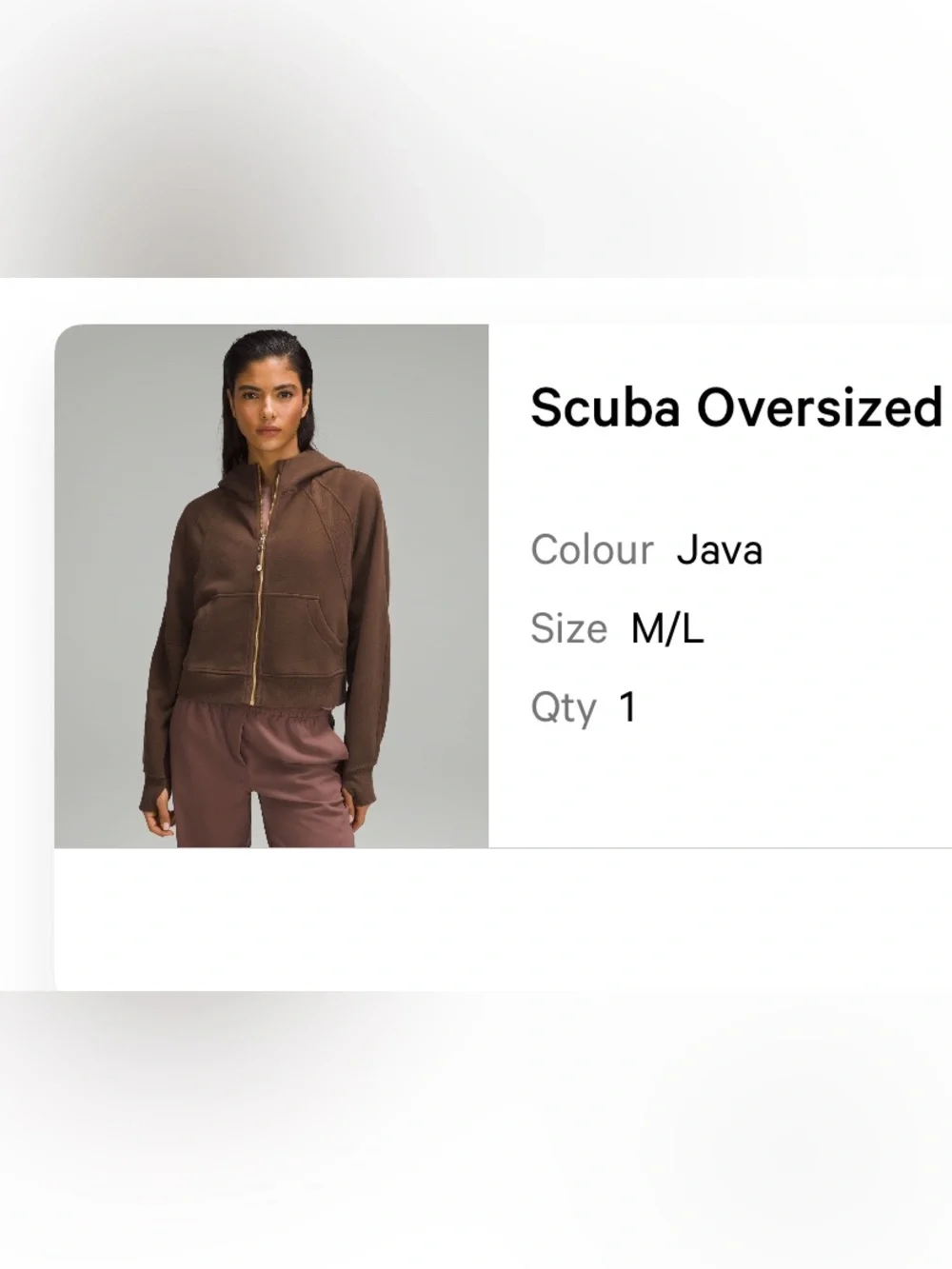 Lululemon Scuba Full Zip Java - Size M/L